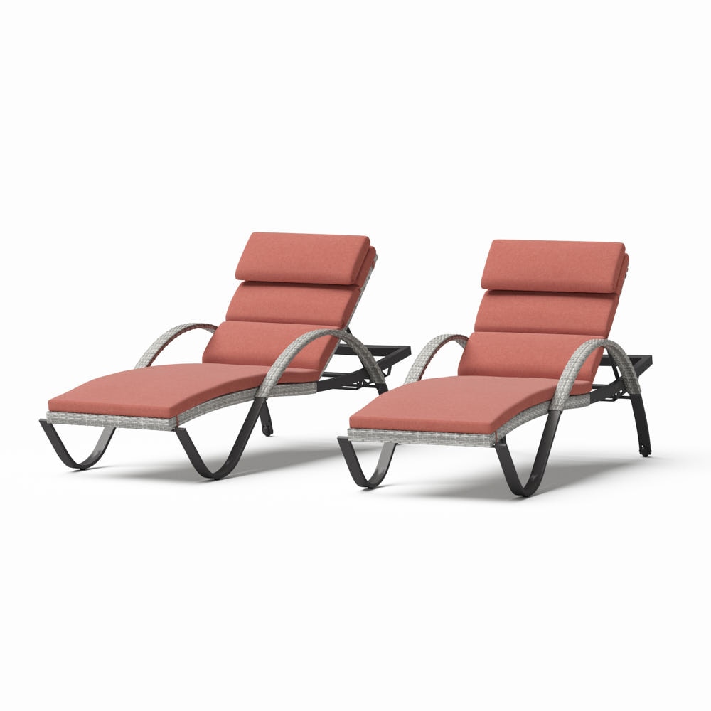 Cannes™ Set of 2 Sunbrella® Outdoor Chaise Lounges with Cushions - Play Adobe