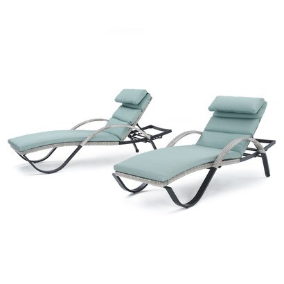 Cannes™ Set of 2 Outdoor Chaise Lounges with Cushions - Bliss Blue