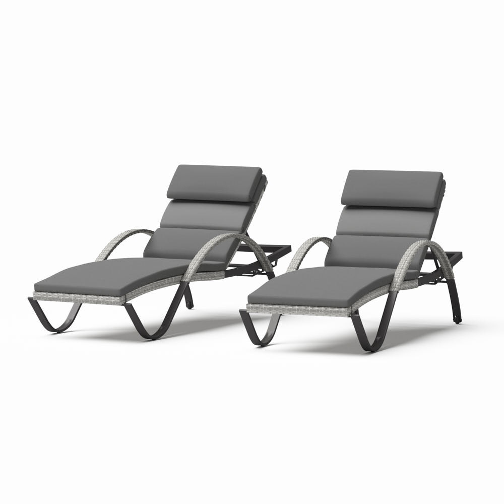 Cannes™ Set of 2 Sunbrella® Outdoor Chaise Lounges with Cushions - Charcoal Gray