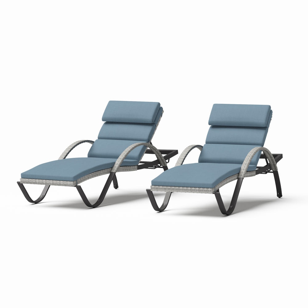 Cannes™ Set of 2 Sunbrella® Outdoor Chaise Lounges with Cushions - Canvas Denim