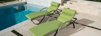 Cannes™ Set of 2 Sunbrella® Outdoor Chaise Lounges with Cushions - Ginkgo Green