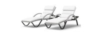 Cannes™ Set of 2 Sunbrella® Outdoor Chaise Lounges with Cushions - Bliss Linen