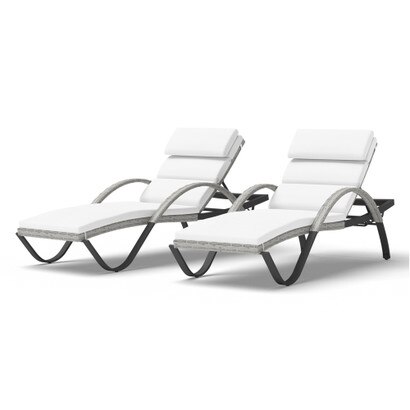 Cannes™ Set of 2 Sunbrella® Outdoor Chaise Lounges with Cushions - Bliss Linen