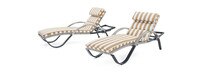 Cannes™ Set of 2 Sunbrella® Outdoor Chaise Lounges with Cushions - Maxim Beige
