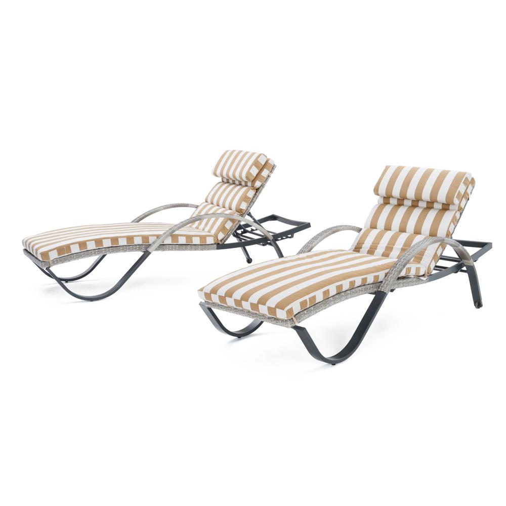 Cannes™ Set of 2 Sunbrella® Outdoor Chaise Lounges with Cushions - Maxim Beige