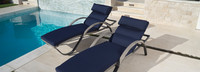 Cannes™ Set of 2 Sunbrella® Outdoor Chaise Lounges with Cushions - Navy Blue
