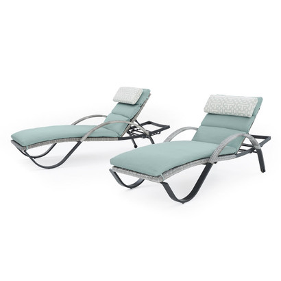 Cannes™ Set of 2 Sunbrella® Outdoor Chaise Lounges with Cushions - Spa Blue