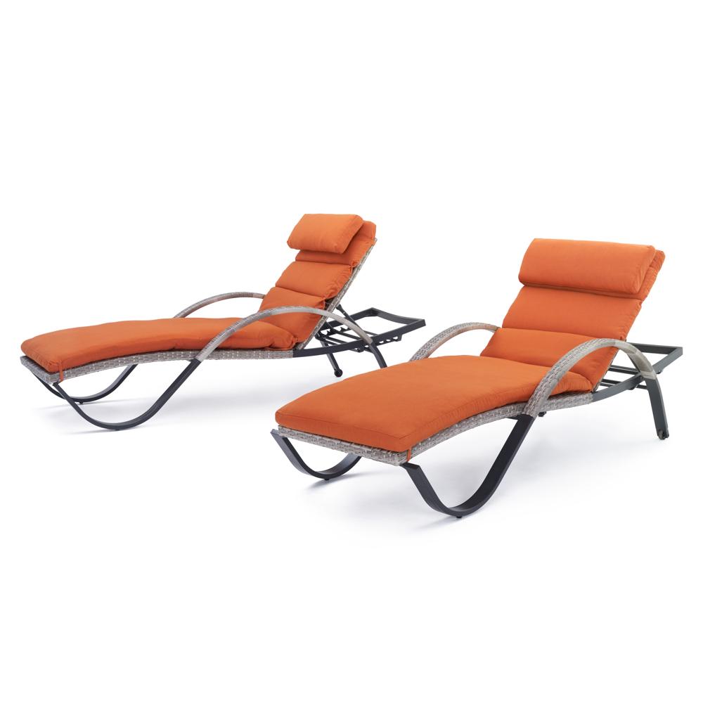 Cannes™ Set of 2 Sunbrella® Outdoor Chaise Lounges with Cushions - Tikka Orange