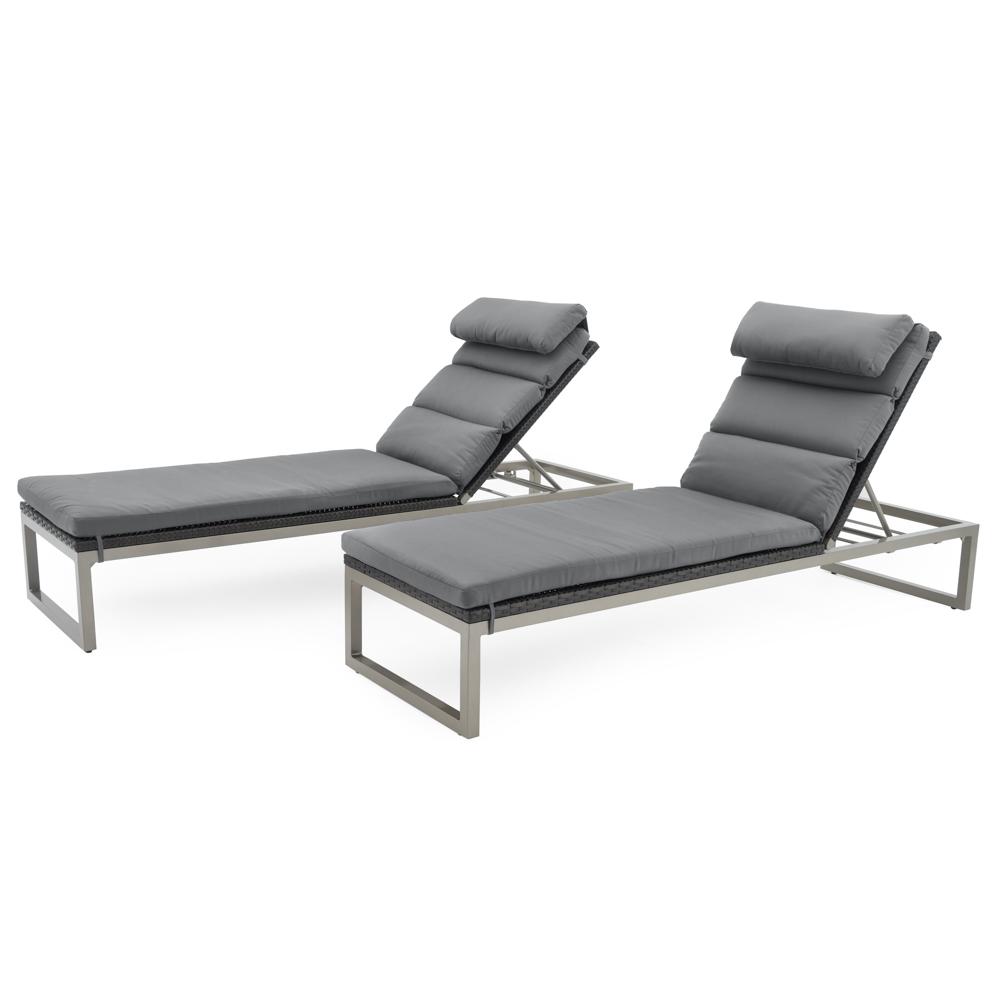 Milo™ Espresso Set of 2 Sunbrella® Outdoor Lounges - Charcoal Gray