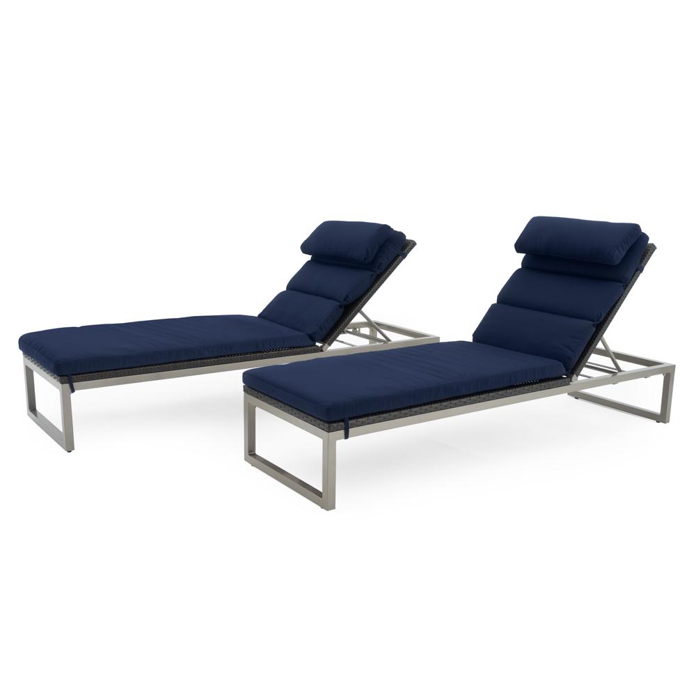 Milo™ Espresso Set of 2 Sunbrella® Outdoor Lounges - Navy Blue