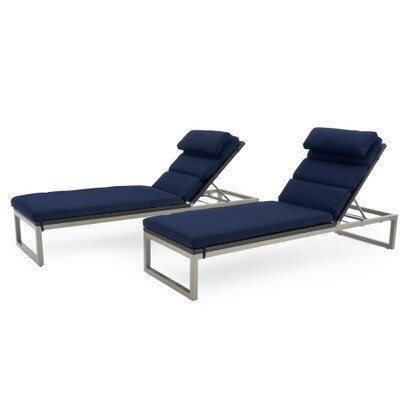 Milo™ Espresso Set of 2 Sunbrella® Outdoor Lounges - Navy Blue