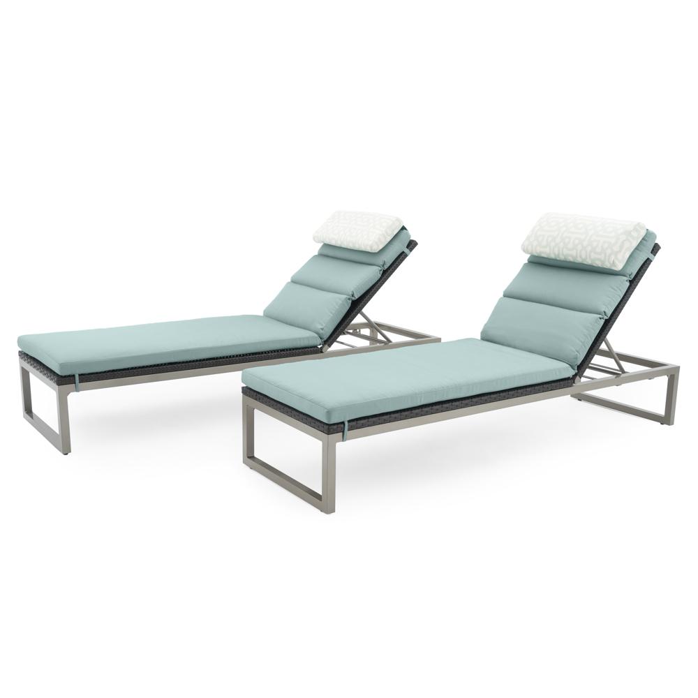 Milo™ Espresso Set of 2 Sunbrella® Outdoor Lounges - Spa Blue