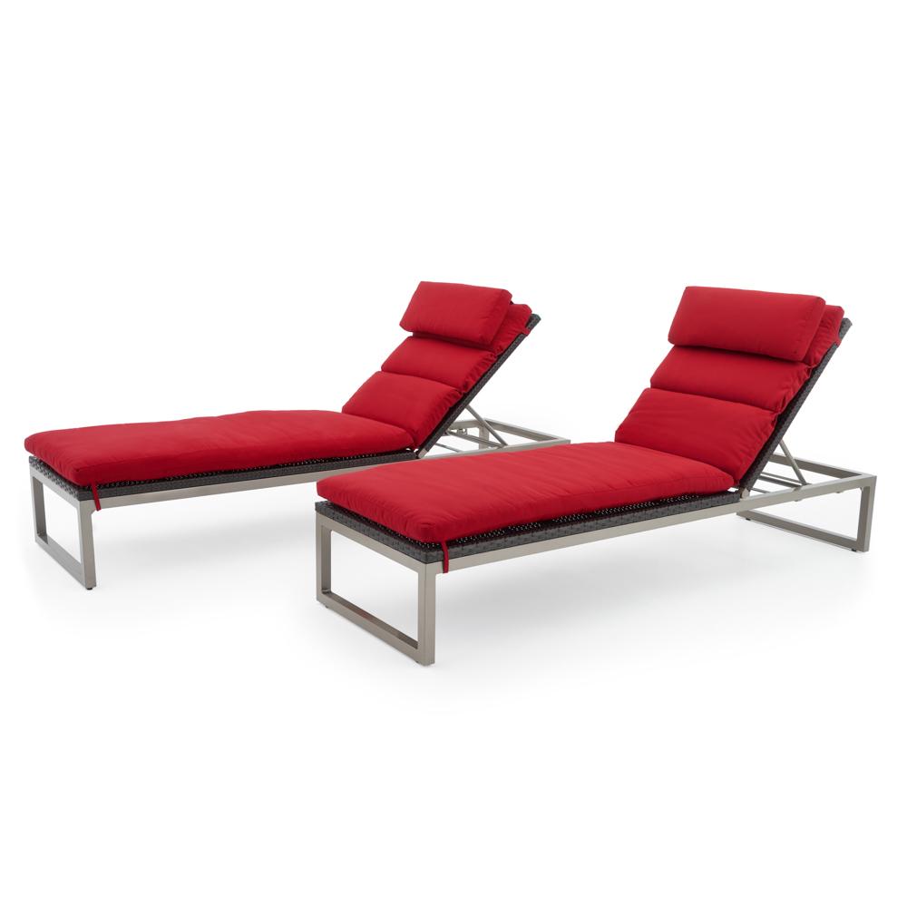 Milo™ Espresso Chaise Lounges - Sunset Red