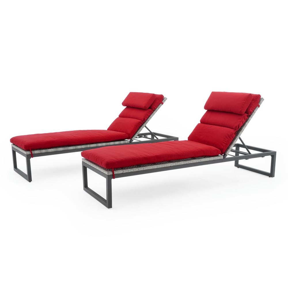 Milo™ Gray Set of 2 Sunbrella® Outdoor Lounges - Sunset Red