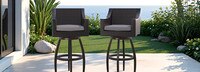 Deco™ 2 Piece Sunbrella® Outdoor Swivel Barstools - Charcoal Grey