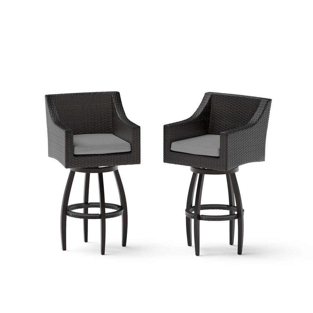 Deco™ 2 Piece Sunbrella® Outdoor Swivel Barstools - Charcoal Grey