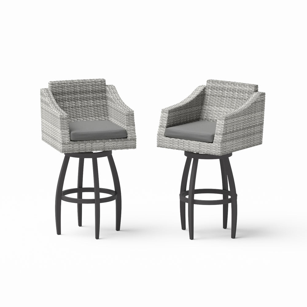 Cannes™ Set of 2 Sunbrella® Outdoor Swivel Barstools - Charcoal Gray