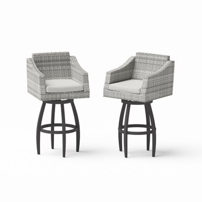 Cannes™ Set of 2 Sunbrella® Outdoor Swivel Barstools - Bliss Linen