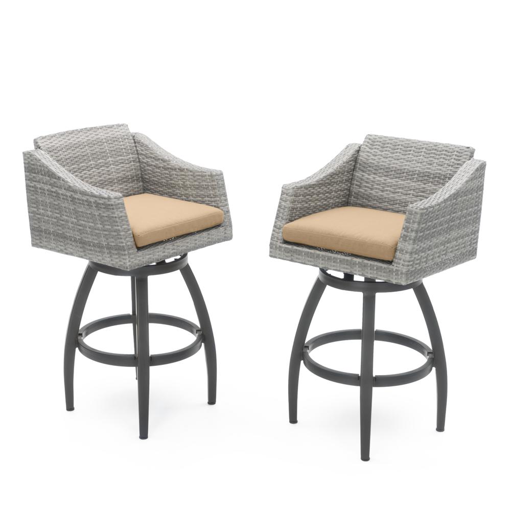 Cannes™ Set of 2 Sunbrella® Outdoor Swivel Barstools - Maxim Beige