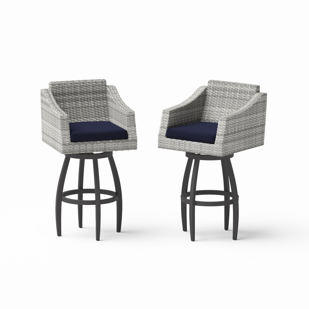 Cannes™ Set of 2 Sunbrella® Outdoor Swivel Barstools - Navy Blue