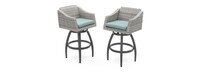 Cannes™ Set of 2 Sunbrella® Outdoor Swivel Barstools - Spa Blue