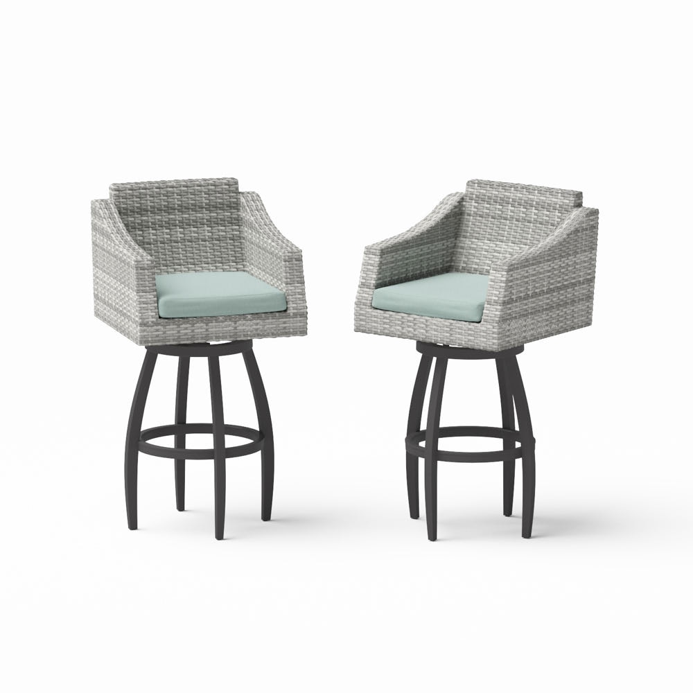 Cannes™ Set of 2 Sunbrella® Outdoor Swivel Barstools - Spa Blue