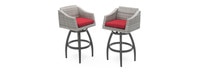 Cannes™ Set of 2 Sunbrella® Outdoor Swivel Barstools - Sunset Red