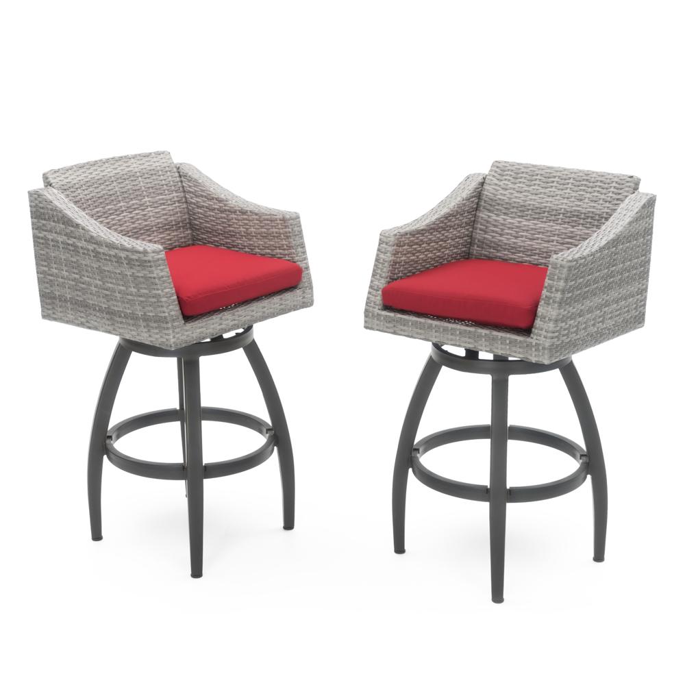 Cannes™ Set of 2 Sunbrella® Outdoor Swivel Barstools - Sunset Red