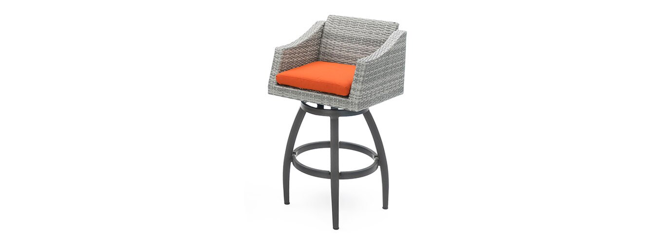 Cannes™ Set of 2 Sunbrella® Outdoor Swivel Barstools - Tikka Orange