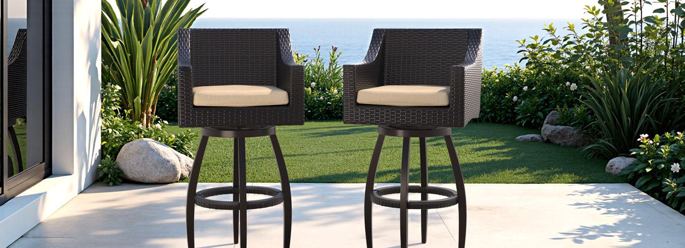 Deco™ 2 Piece Sunbrella® Outdoor Swivel Barstools - Maxim Beige