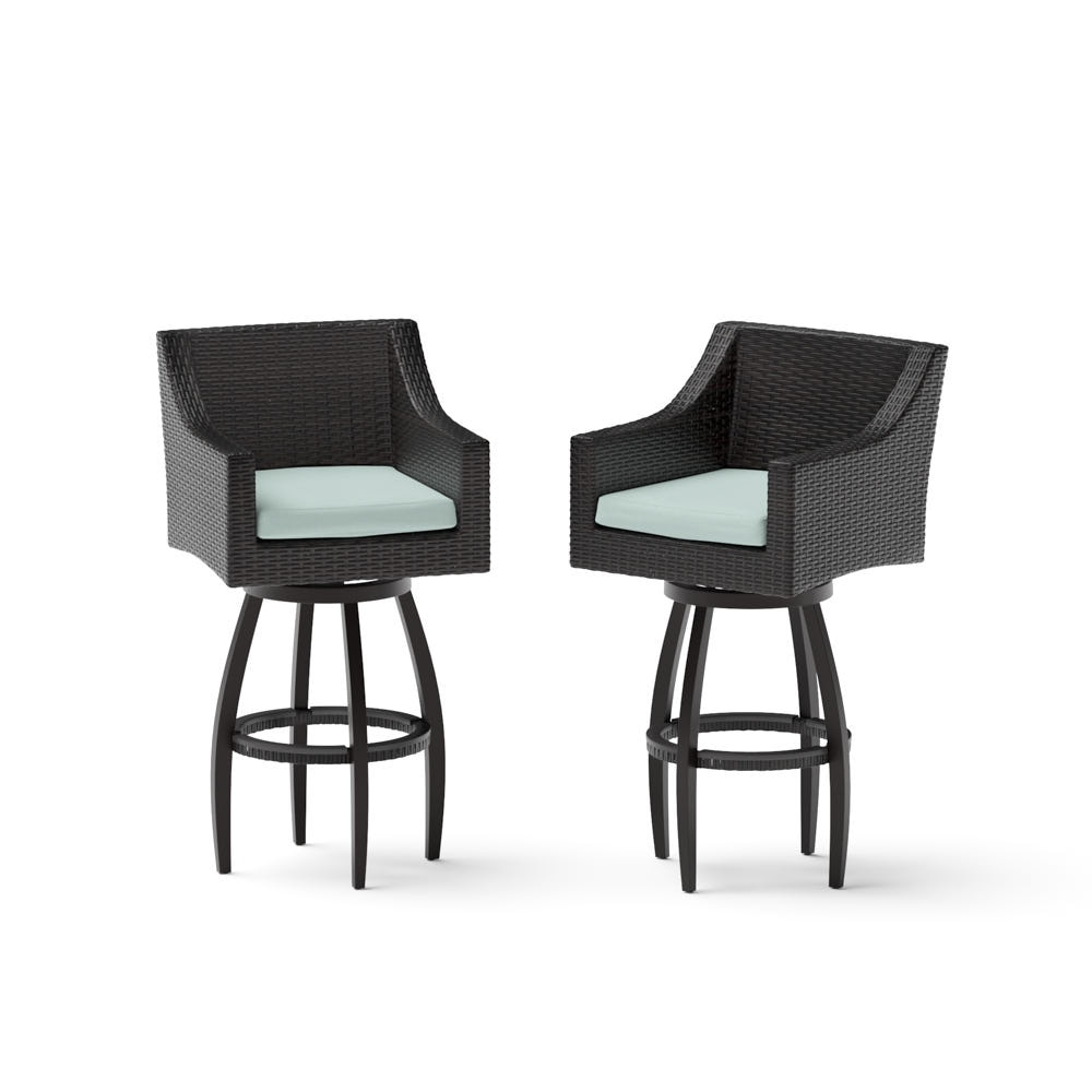 Deco™ 2 Piece Sunbrella® Outdoor Swivel Barstools - Spa Blue