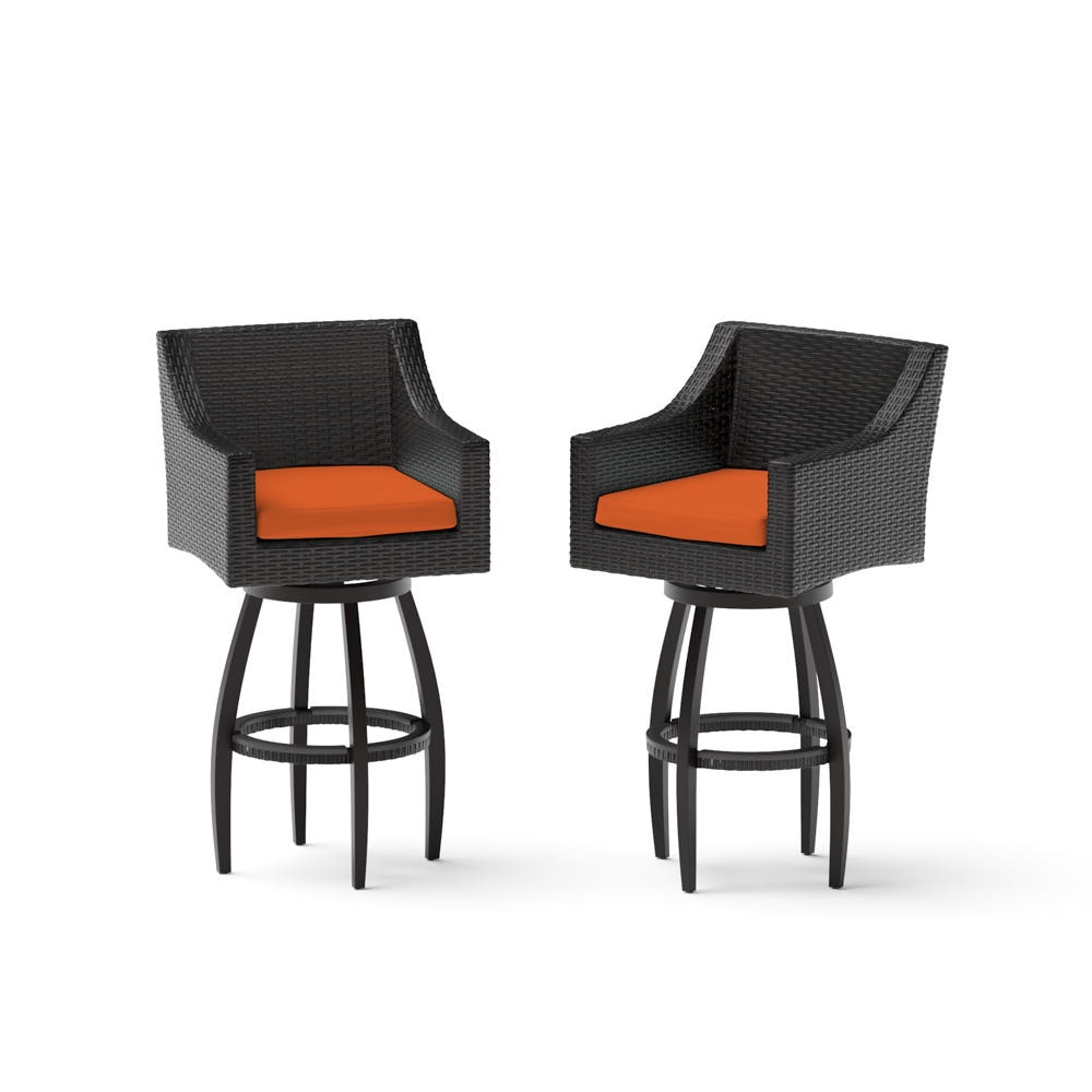 Deco™ 2 Piece Sunbrella® Outdoor Swivel Barstools - Tikka Orange