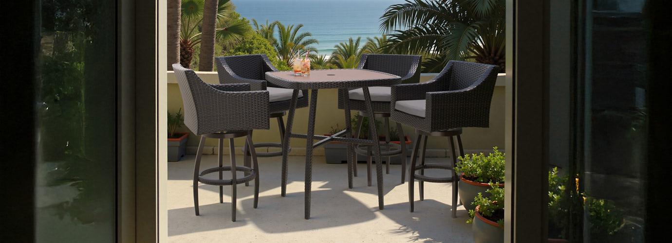 Deco™ 5 Piece Sunbrella® Outdoor Barstool Set - Charcoal Grey