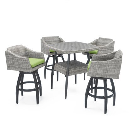 Cannes™ 5 Piece Sunbrella® Outdoor Barstool Set - Ginkgo Green