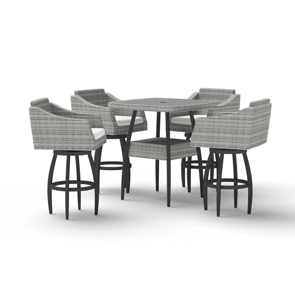Cannes™ 5 Piece Sunbrella® Outdoor Barstool Set - Bliss Linen