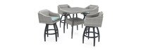 Cannes™ 5 Piece Sunbrella® Outdoor Barstool Set - Spa Blue