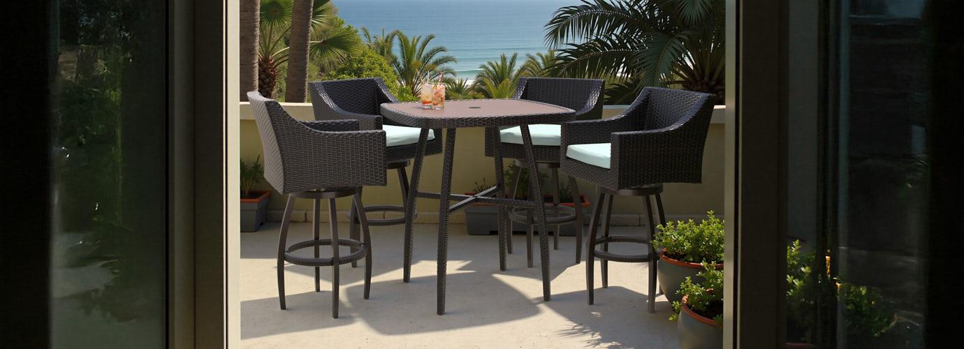 Deco™ 5 Piece Sunbrella® Outdoor Barstool Set - Spa Blue