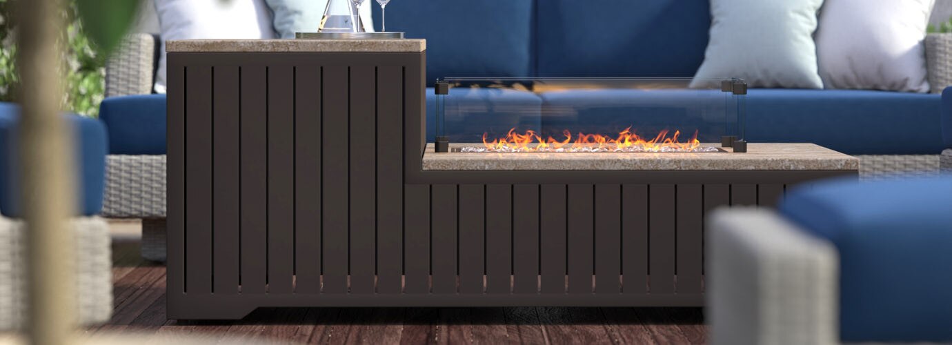 Portofino Comfort 56x31 Stone Fire Pit Table - Thumbnail 5