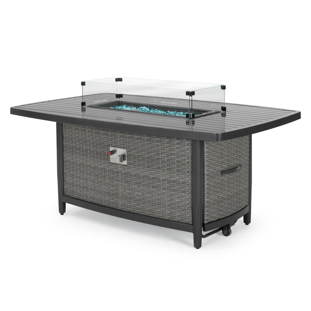 Vistano® Rectangle Aluminum Slat Fire Table
