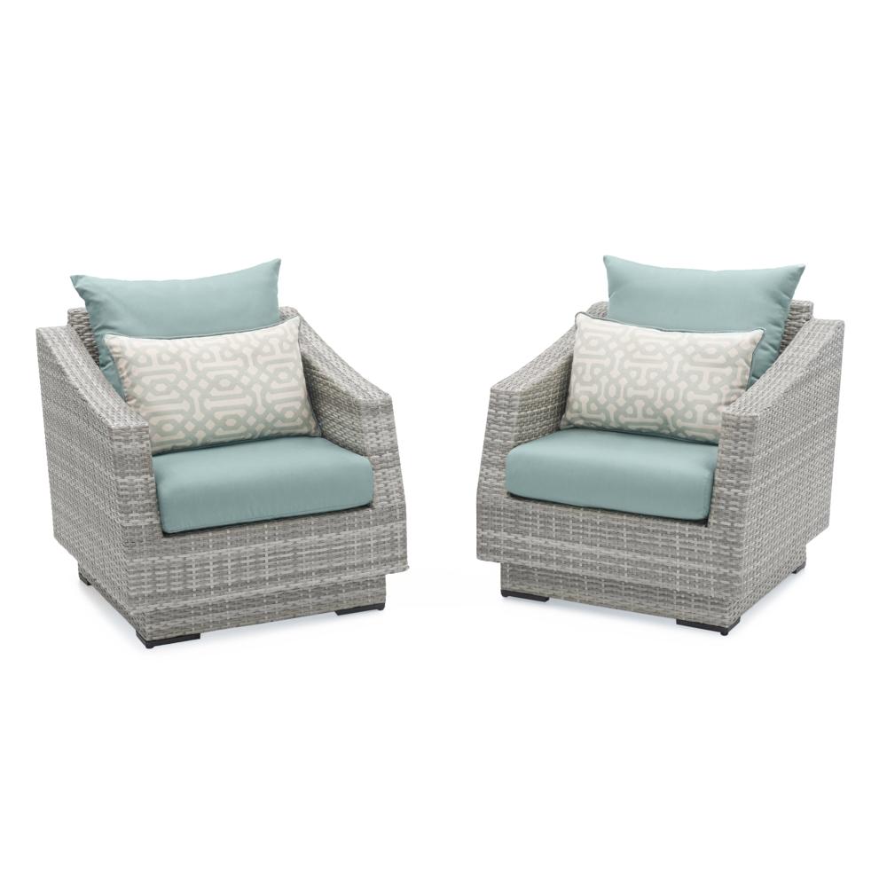 Cannes Set of 2 Sunbrella Outdoor Club Chairs - Spa Blue