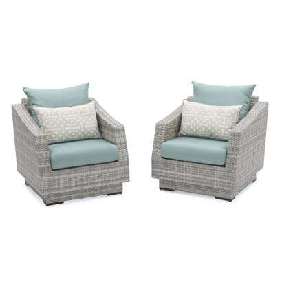 Cannes™ Set of 2 Sunbrella® Outdoor Club Chairs - Spa Blue