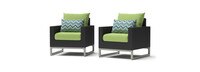 Milo Set of 2 Sunbrella Outdoor Espresso Club Chairs - Ginkgo Green