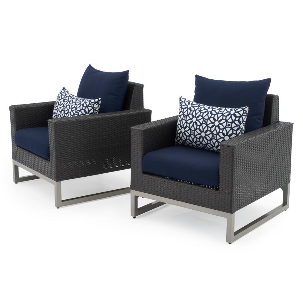 Milo™ Espresso Sunbrella® Outdoor Club Chairs - Navy Blue