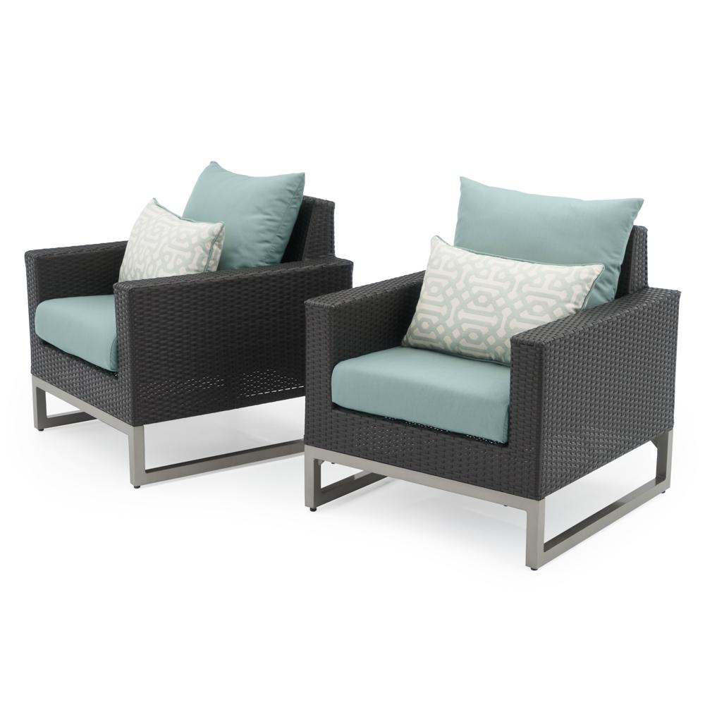 Milo™ Espresso Sunbrella® Outdoor Club Chairs - Spa Blue
