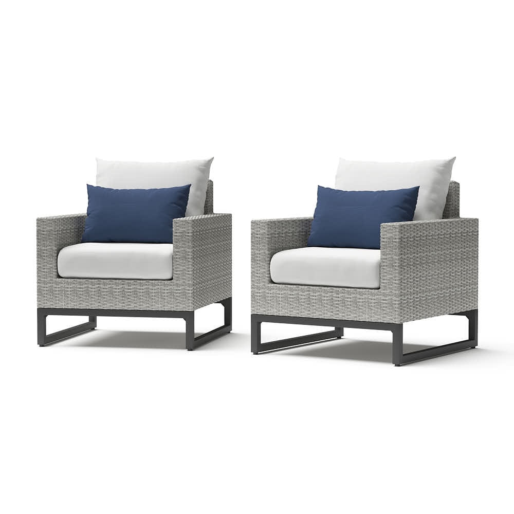 Milo™ Gray Set of 2 Sunbrella® Outdoor Club Chairs - Bliss Ink