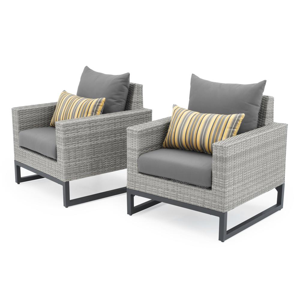Milo™ Gray Set of 2 Sunbrella® Outdoor Club Chairs - Charcoal Gray