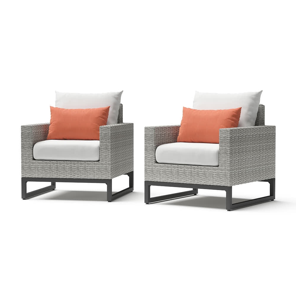 Milo™ Gray Set of 2 Sunbrella® Outdoor Club Chairs - Cast Coral