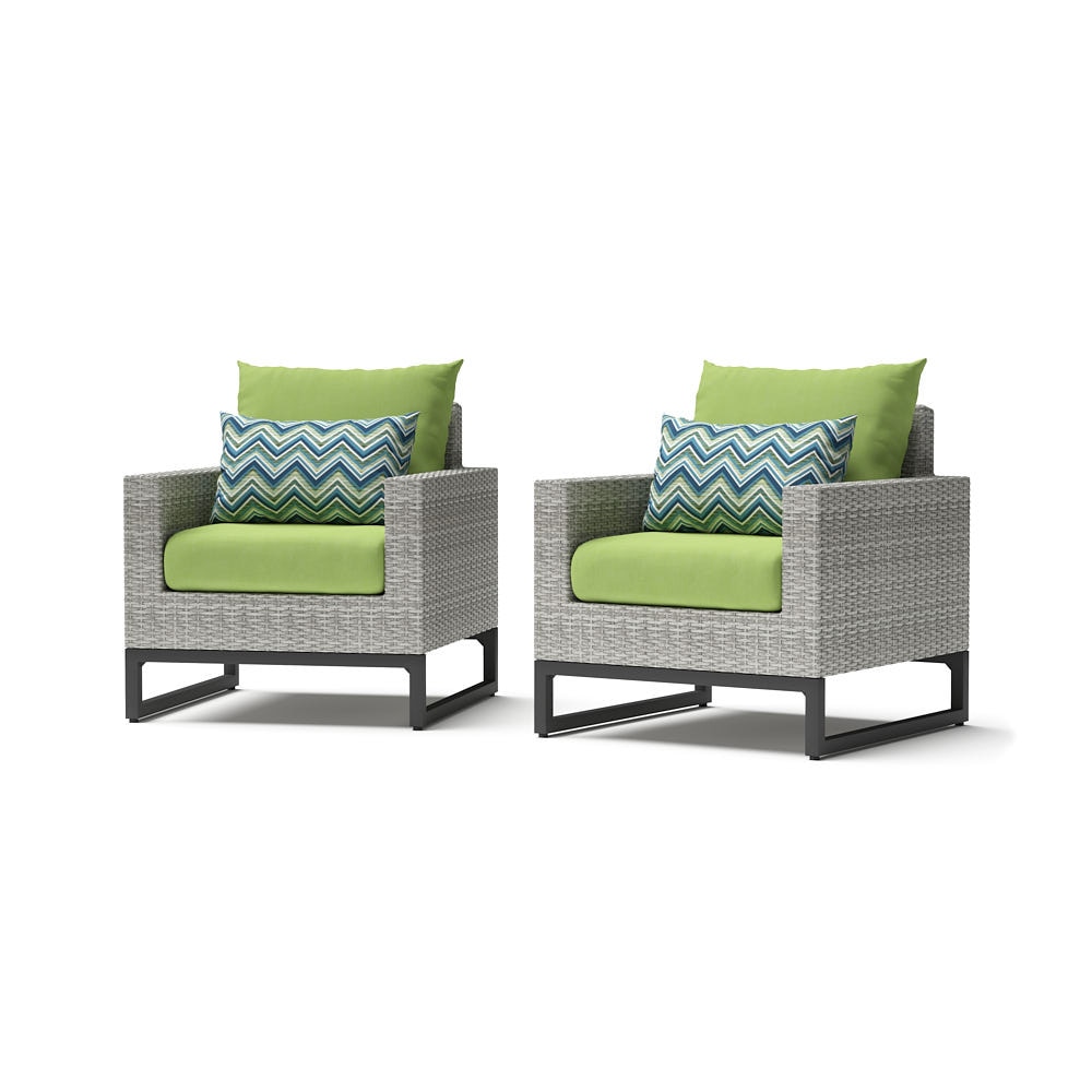 Milo™ Gray Set of 2 Sunbrella® Outdoor Club Chairs - Ginkgo Green