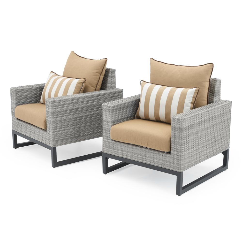 Milo™ Gray Set of 2 Sunbrella® Outdoor Club Chairs - Maxim Beige