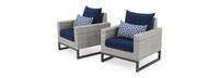 Milo™ Gray Set of 2 Sunbrella® Outdoor Club Chairs - Navy Blue